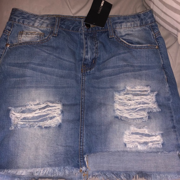 Dresses & Skirts - Distressed denim skirt